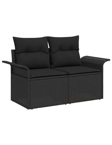 Set di divani 8 pz Nero Rattan sintetico e Acciaio