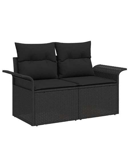 Set di divani 8 pz Nero Rattan sintetico e Acciaio