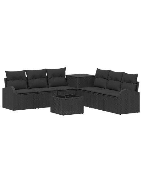 Set di divani 8 pz Nero Rattan sintetico e Acciaio
