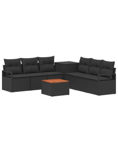 Set di divani 8 pz Nero Rattan sintetico e Acciaio 2