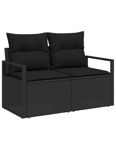 Set di divani 8 pz Nero Rattan sintetico e Acciaio