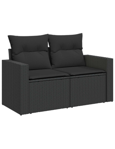 Set di divani 8 pz Nero Rattan sintetico e Acciaio