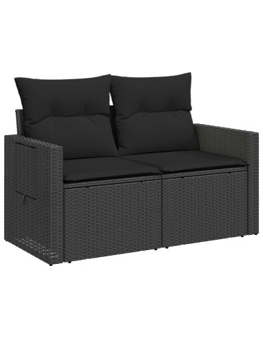 Set di divani 8 pz Nero Rattan sintetico e Acciaio
