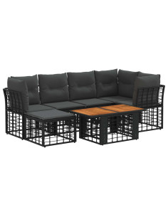 Set Divano da Giardino 7 pz Nero e Grigio scuro polyrattan 2