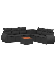 Set di divani 8 pz Nero Rattan sintetico e Acciaio 2