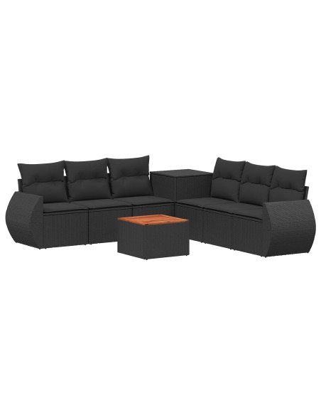 Set di divani 8 pz Nero Rattan sintetico e Acciaio