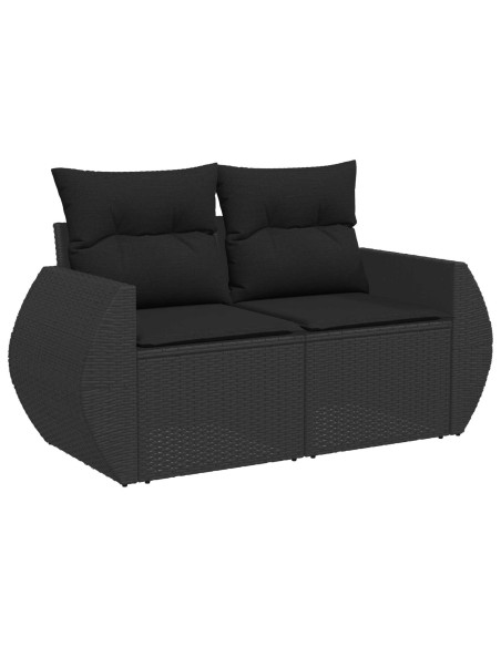 Set di divani 8 pz Nero Rattan sintetico e Acciaio