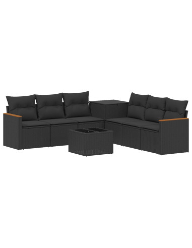 Set di divani 8 pz Nero Rattan sintetico e Acciaio