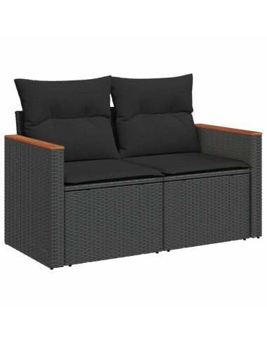 Set di divani 8 pz Nero Rattan sintetico e Acciaio