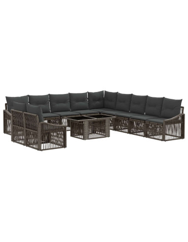 Set Divano da Giardino 12 pz Grigio e Grigio Scuro polyrattan