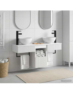 Set di mobili per il bagno 3 pz Bianco Legno ingegnerizzato