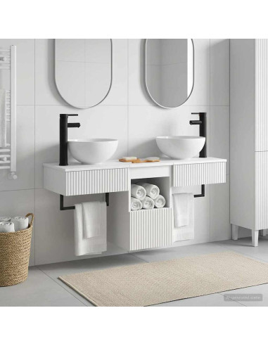 Set di mobili per il bagno 3 pz Bianco Legno ingegnerizzato