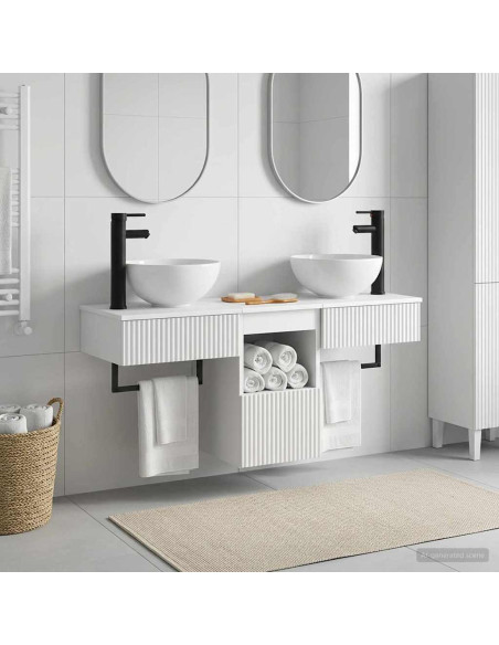 Set di mobili per il bagno 3 pz Bianco Legno ingegnerizzato