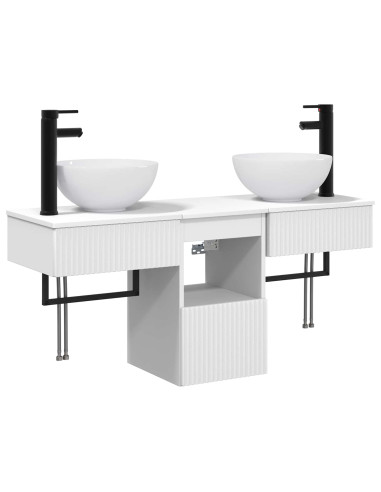 Set di mobili per il bagno 3 pz Bianco Legno ingegnerizzato