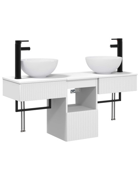 Set di mobili per il bagno 3 pz Bianco Legno ingegnerizzato