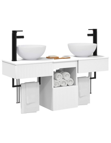 Set di mobili per il bagno 3 pz Bianco Legno ingegnerizzato