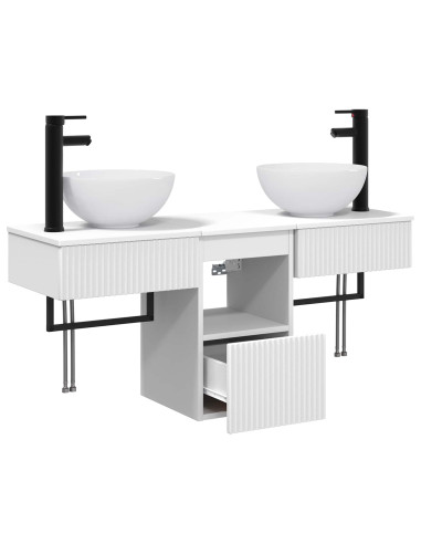 Set di mobili per il bagno 3 pz Bianco Legno ingegnerizzato