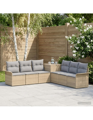 Set di divani 7 pz Beige e Grigio Chiaro