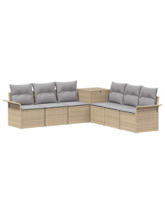 Set di divani 7 pz Beige e Grigio Chiaro 2