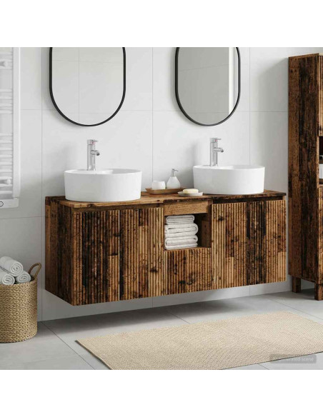 Set di Armadi da Bagno 3 pz Legno antico 49,5 x 44,5 x 65 cm