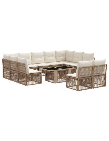 Set Divano da Giardino 12 pz Beige polyrattan