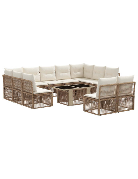 Set Divano da Giardino 12 pz Beige polyrattan