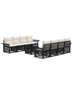 Set Divano da Giardino 9 pz Nero polyrattan 2