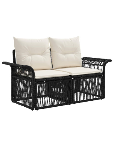 Set Divano da Giardino 9 pz Nero polyrattan