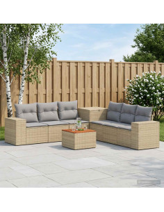 Set di divani 8 pz Beige e Grigio Chiaro
