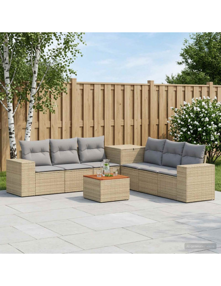 Set di divani 8 pz Beige e Grigio Chiaro