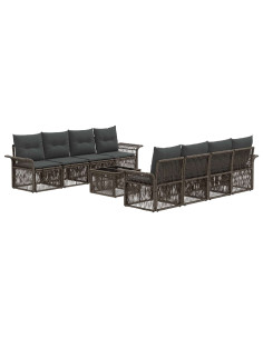 Set Divano da Giardino 9 pz Grigio polyrattan 2