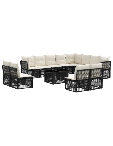 Set Divano da Giardino 13 pz Nero polyrattan