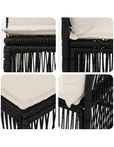 Set Divano da Giardino 13 pz Nero polyrattan