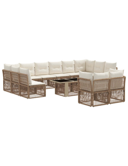 Set Divano da Giardino 13 pz Beige polyrattan