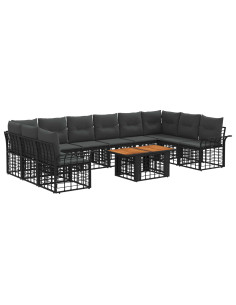 Set Divano da Giardino 11 pz Nero e Grigio scuro polyrattan 2