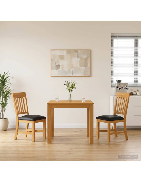 Set da pranzo 3 pz Nero Legno di Quercia Massello