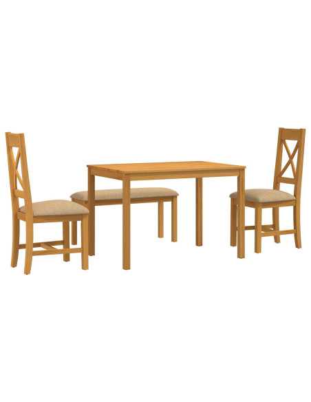 Set da pranzo 4 pz Beige Legno di Quercia Massello