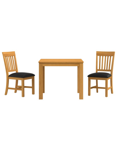 Set da pranzo 3 pz Nero Legno di Quercia Massello