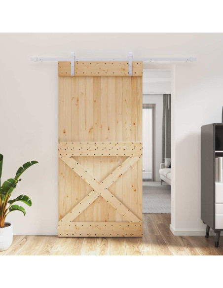 Porta scorrevole Naturale e Bianco 100 x 210 cm