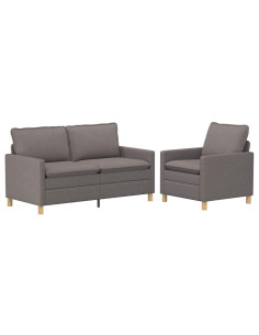 Set di divani 2 pz Tortora Tessuto 2