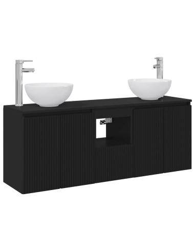 Set di Armadi da Bagno 3 pz Nero 49,5 x 41 x 64,5 cm