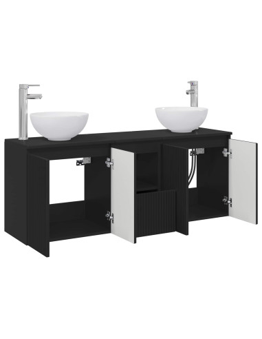 Set di Armadi da Bagno 3 pz Nero 49,5 x 41 x 64,5 cm