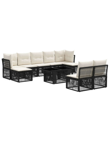Set Divano da Giardino 10 pz Nero polyrattan