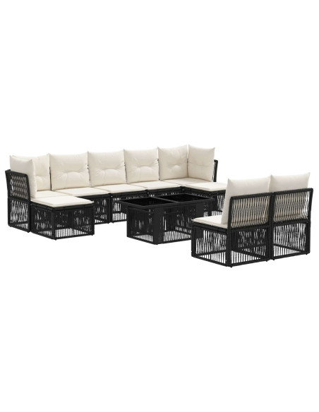 Set Divano da Giardino 10 pz Nero polyrattan