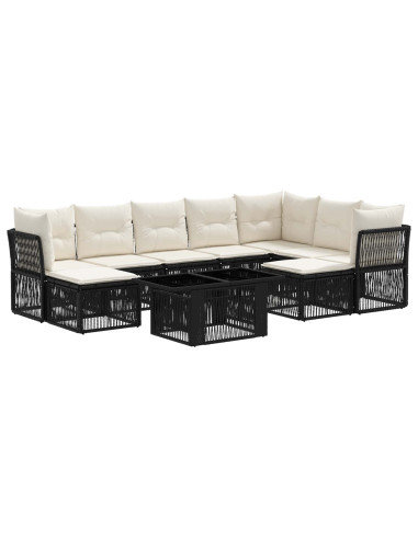 Set Divano da Giardino 10 pz Nero polyrattan
