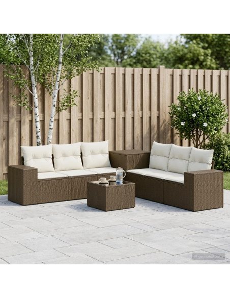 Set di divani 8 pz Marrone e Bianco Crema