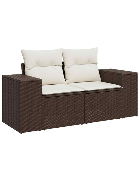 Set di divani 8 pz Marrone e Bianco Crema