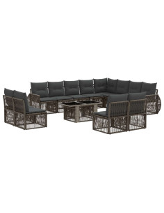 Set Divano da Giardino 13 pz Grigio e Grigio Scuro polyrattan 2