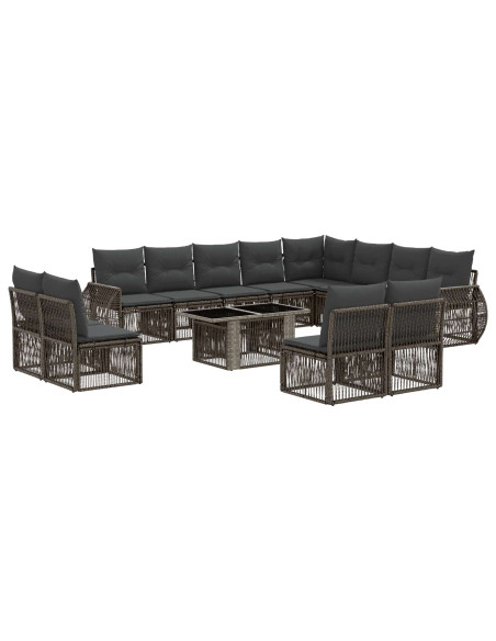 Set Divano da Giardino 13 pz Grigio e Grigio Scuro polyrattan