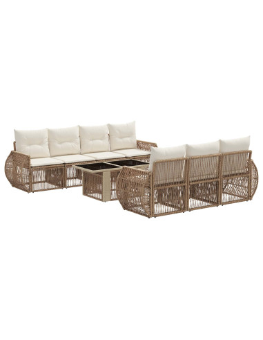 Set Divano da Giardino 8 pz Beige e Bianco Crema polyrattan